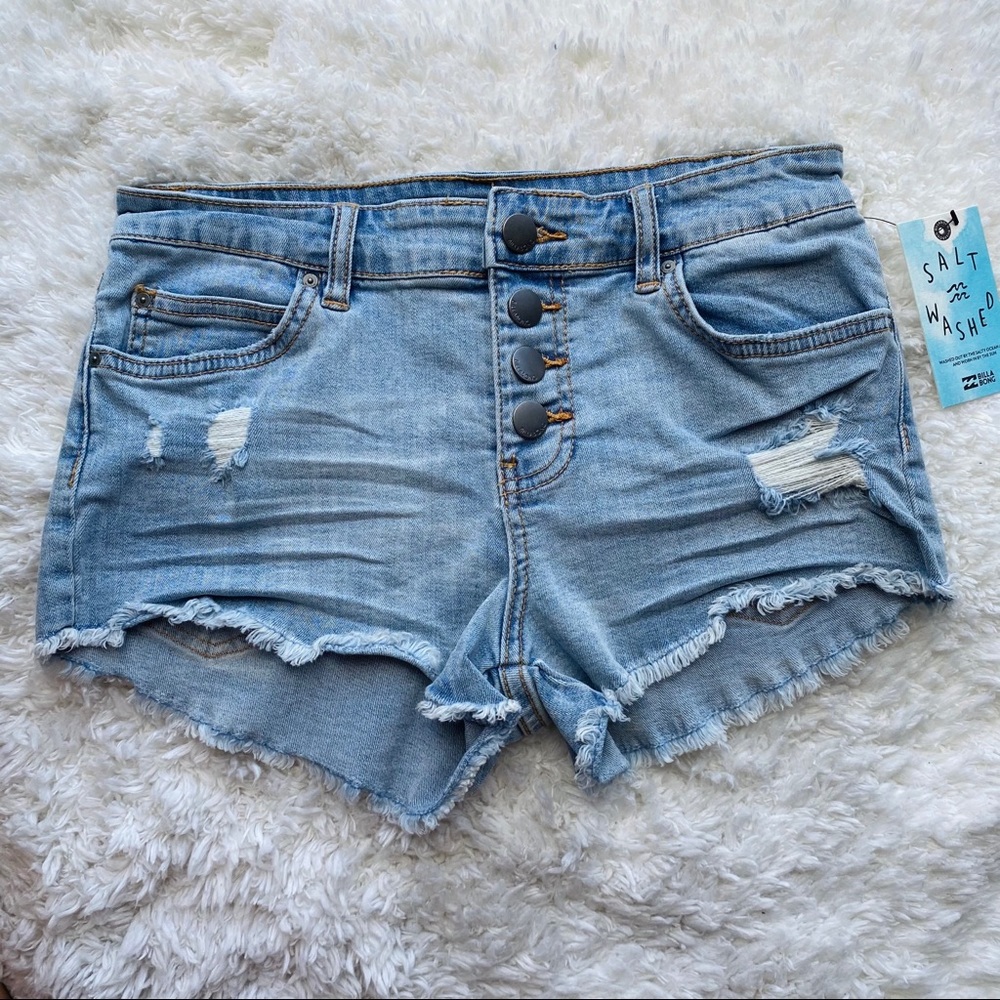 New Billabong Denim Distressed Jean Shorts Size 25